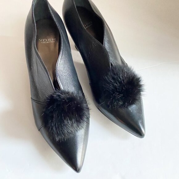 NEW Yosh Collection Black Leather Pur Pom Detail Retro Style Ankle Boot… - Picture 1 of 10